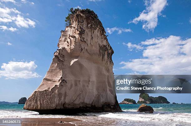 te hoho rock - cathedral cove stock pictures, royalty-free photos & images