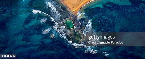 mona vale rock pool aerial - mona vale stock pictures, royalty-free photos & images