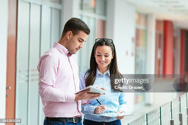 modern business people discussing business results and finances - joint venture stock pictures, royalty-free photos & images