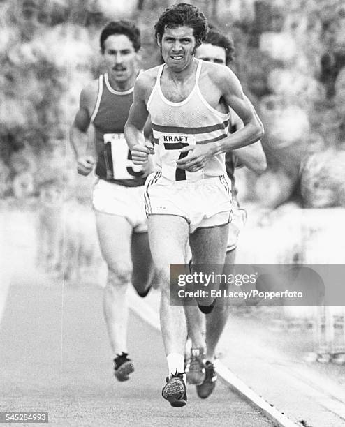 Athlete Brendan Foster leads the field during the 10000m race at the British Olympic trials in Crystal Palace, London, June 12th 1976.