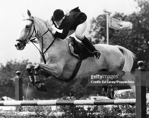 Show jumper Anne Moore riding 'April Love' at the Wills Castella Stakes, Hickstead, August 13th 1970.