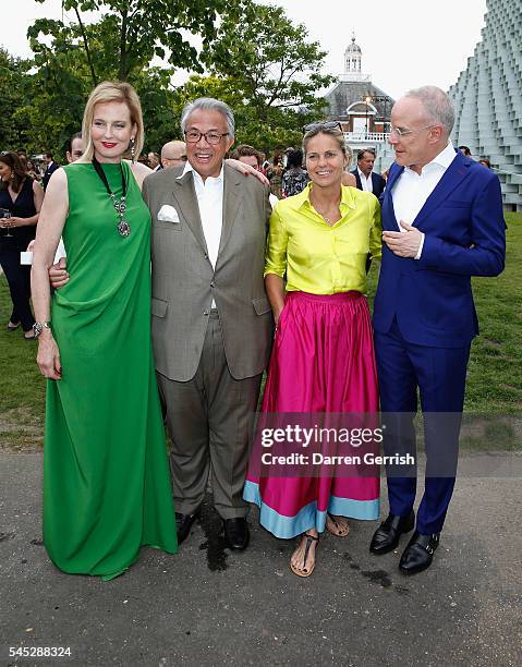 Julia Peyton Jones, Sir David Tang, Lucy Tang and Hans Ulrich Obrist attend the Serpentine Summer Party co-hosted by Tommy Hilfiger at the Serpentine...