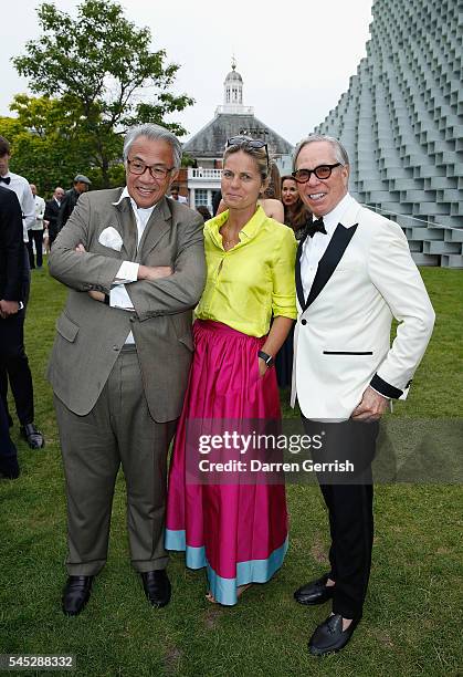 Sir David Tang, Lucy Tang and Tommy Hilfiger attend the Serpentine Summer Party co-hosted by Tommy Hilfiger at the Serpentine Gallery on July 6, 2016...