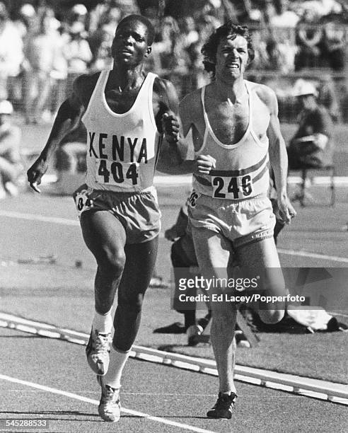Middle distance runners Ben Jipcho and Brendan Foster at the close of the 5000m event at the Commonwealth Games in Christchurch, New Zealand on 29th...