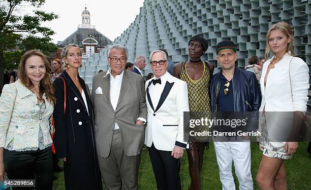 Sir David Tang, Tommy Hilfiger, Jenny Bastet, Marc Quinn and Toni Garrn attends the Serpentine Summer Party co-hosted by Tommy Hilfiger at the...