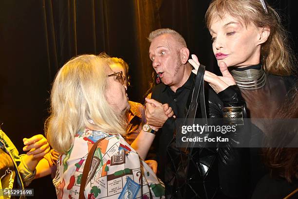 Josiane Balasko, Jean Paul Gaultier and Arielle Dombasle attend the Jean-Paul Gaultier Haute Couture Fall/Winter 2016-2017 show as part of Paris...