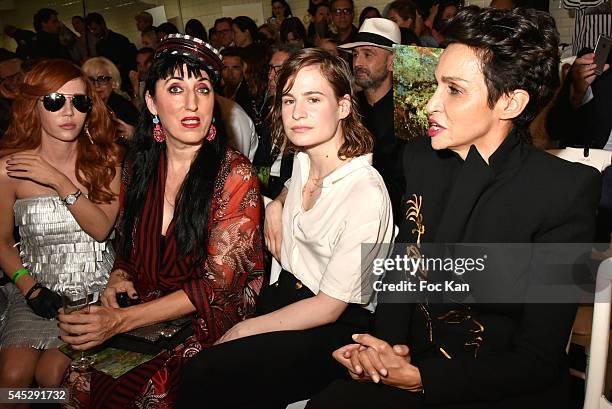 Rossy de Palma, Heloise Letissier and Farida Khelfa attend the Jean-Paul Gaultier Haute Couture Fall/Winter 2016-2017 show as part of Paris Fashion...