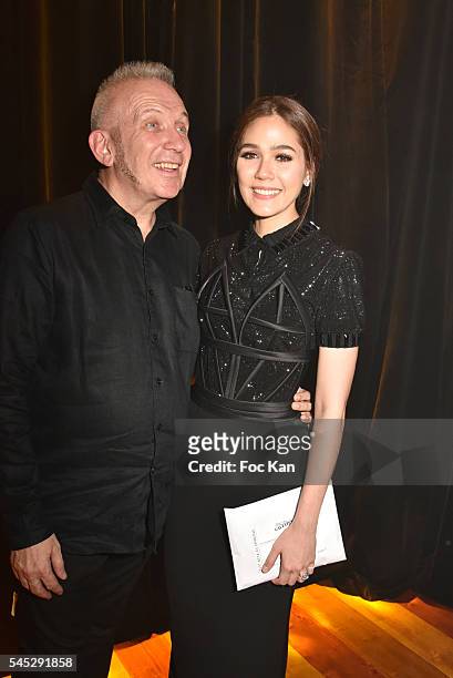 Jean Paul Gaultier and Araya A. Hargate attend the Jean-Paul Gaultier Haute Couture Fall/Winter 2016-2017 show as part of Paris Fashion Week on July...