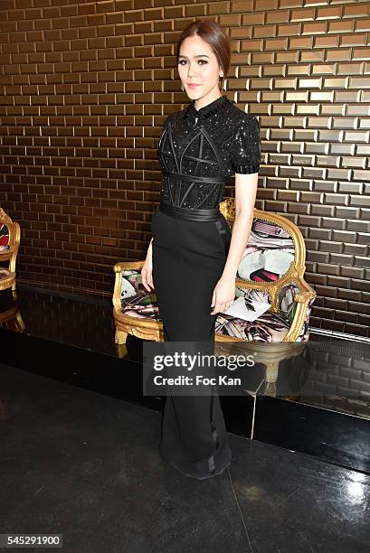 Araya A. Hargate attends the Jean-Paul Gaultier Haute Couture Fall/Winter 2016-2017 show as part of Paris Fashion Week on July 6, 2016 in Paris,...