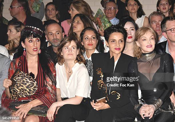 Rossy de Palma, Heloise Letissier, Farida Khelfa and Arielle Dombasle attend the Jean-Paul Gaultier Haute Couture Fall/Winter 2016-2017 show as part...