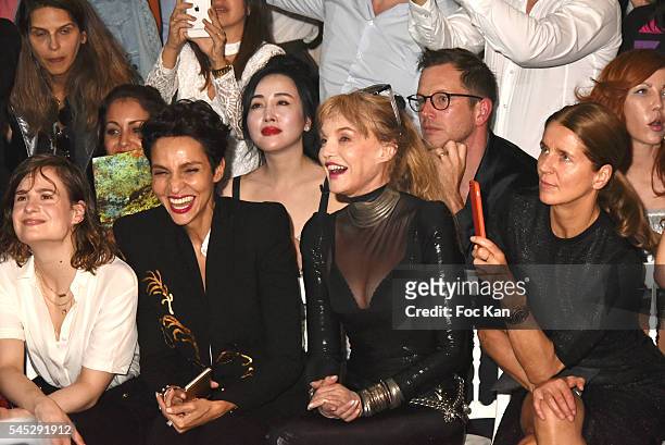 Heloise Letissier, Farida Khelfa, Arielle Dombasle and a guest attend the Jean-Paul Gaultier Haute Couture Fall/Winter 2016-2017 show as part of...