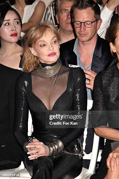 Arielle Dombasle attends the Jean-Paul Gaultier Haute Couture Fall/Winter 2016-2017 show as part of Paris Fashion Week on July 6, 2016 in Paris,...