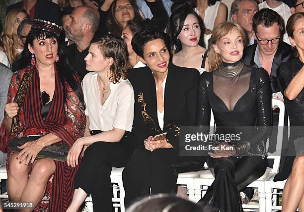 Rossy de Palma, Heloise Letissier, Farida Khelfa and Arielle Dombasle attend the Jean-Paul Gaultier Haute Couture Fall/Winter 2016-2017 show as part...