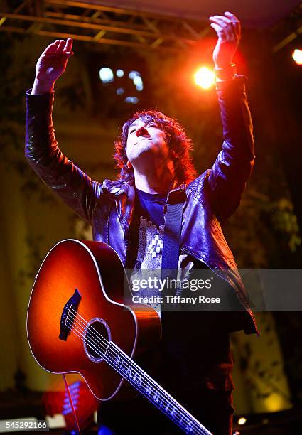 Frontman Tom Higgenson of band Plain White T's performs onstage at Citi Presents Plain White T's at the Grove's 2016 Summer Concert Series at The...