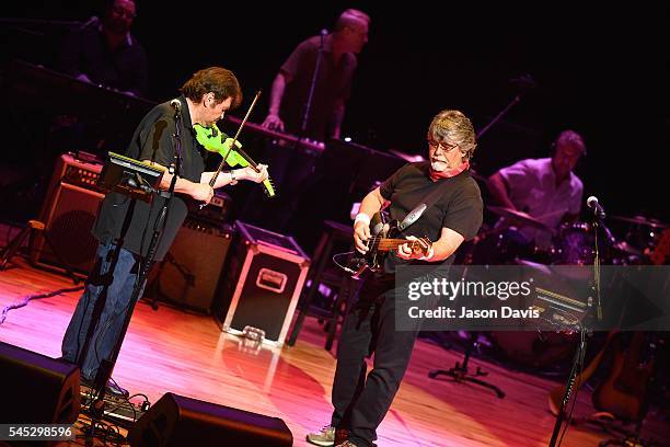 Recording Artists Jeff Cook and Randy Owen of Alabama perform onstage during The Big Gig: Alabama Concert at CMA Theater at the Country Music Hall of...