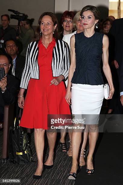 French Minister for Ecology, Sustainable Development and Energy, Segolene Royal and Queen Letizia of Spain attend the Second Global Conference on...