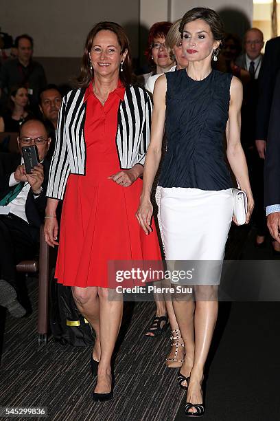 French Minister for Ecology, Sustainable Development and Energy, Segolene Royal and Queen Letizia of Spain attend the Second Global Conference on...