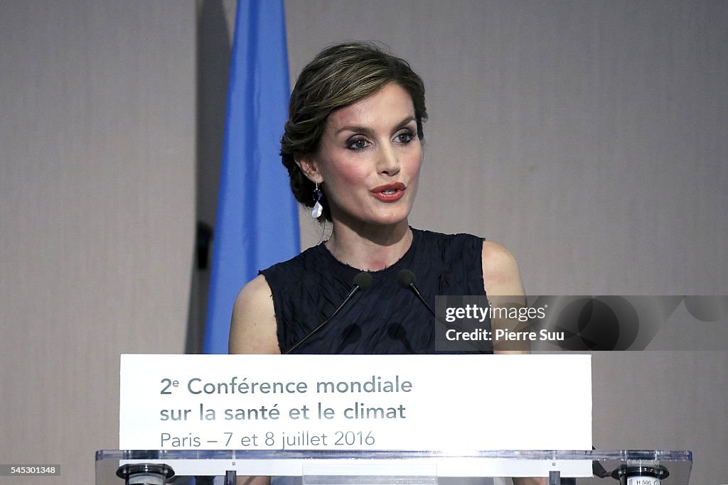 Queen Letizia of Spain Attends The Second Global Conference on Health and Climate In Paris