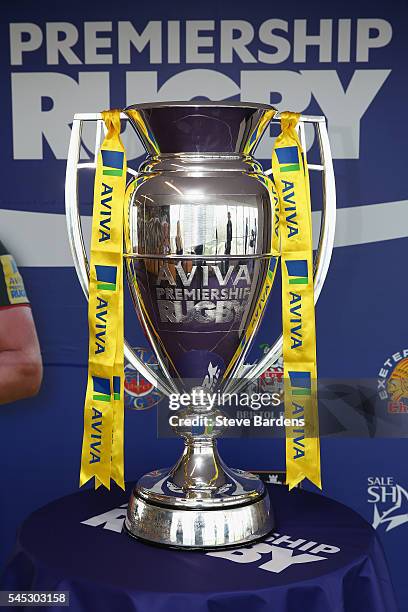 The Aviva Premiership Trophy during the 2016-17 Aviva Premiership Rugby Season fixtures announcement at BT Tower on July 7, 2016 in London, England.