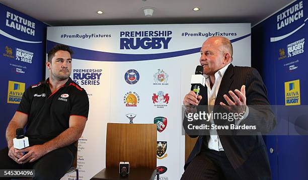 Brad Barritt of Saracens and Bristol Rugby Director of Rugby, Andy Robinson talk to the media during the 2016-17 Aviva Premiership Rugby Season...