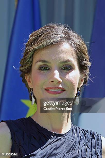 Queen Letizia of Spain Attends A Lunch At Ministere Of Ecology with French Minister for Ecology, Sustainable Development and Energy Segolene Royal on...