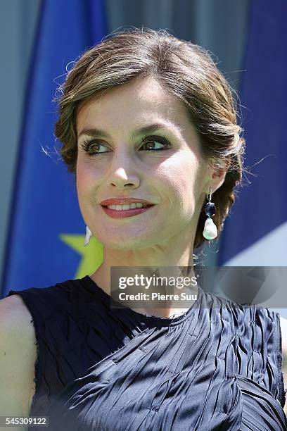 Queen Letizia of Spain Attends A Lunch At Ministere Of Ecology with French Minister for Ecology, Sustainable Development and Energy Segolene Royal on...