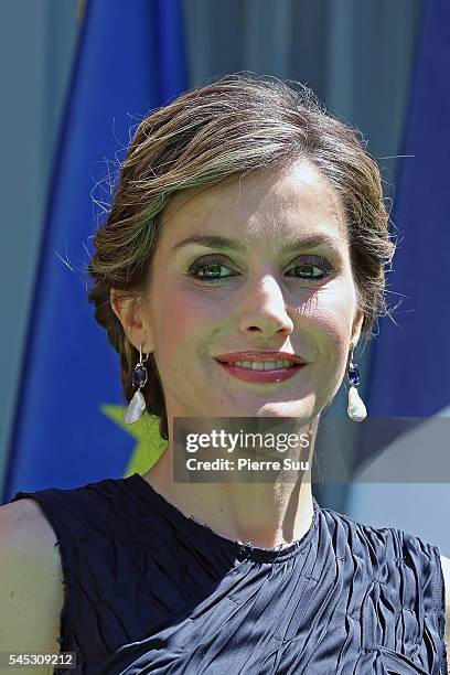 Queen Letizia of Spain Attends A Lunch At Ministere Of Ecology with French Minister for Ecology, Sustainable Development and Energy Segolene Royal on...