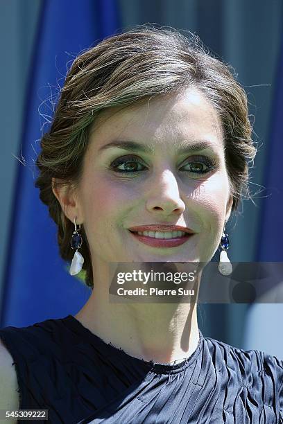 Queen Letizia of Spain Attends A Lunch At Ministere Of Ecology with French Minister for Ecology, Sustainable Development and Energy Segolene Royal on...