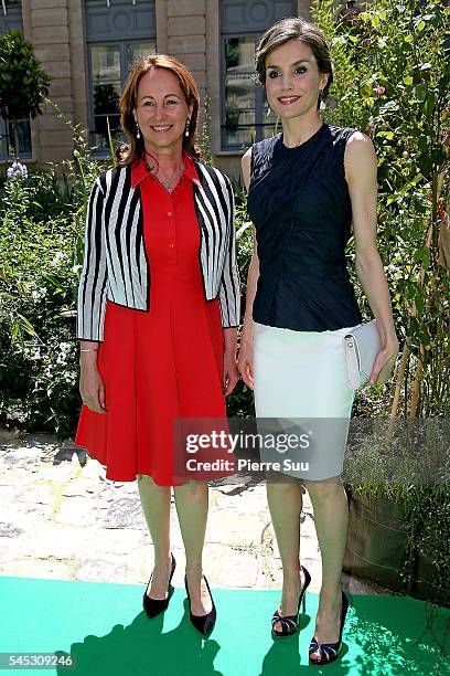 Queen Letizia of Spain Attends A Lunch At Ministere Of Ecology with French Minister for Ecology, Sustainable Development and Energy Segolene Royal on...