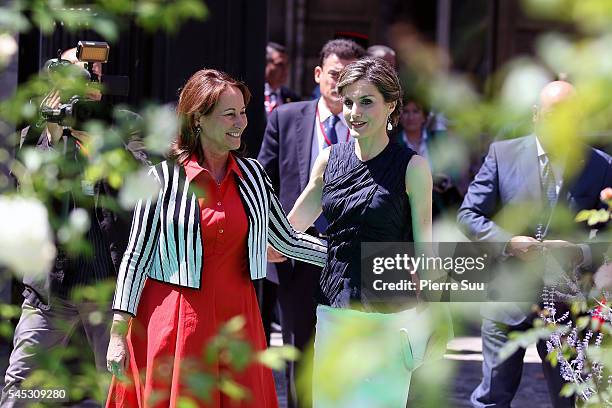 Queen Letizia of Spain Attends A Lunch At Ministere Of Ecology with French Minister for Ecology, Sustainable Development and Energy Segolene Royal on...