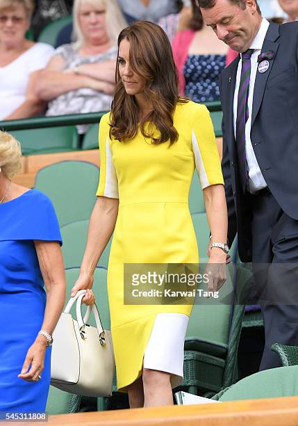 Catherine, Duchess of Cambridge attends day ten of the Wimbledon Tennis Championships at Wimbledon on July 07, 2016 in London, England.