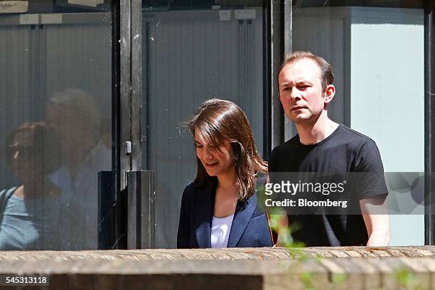 Jonathan Matthew, a former trader at Barclays Plc, right, arrives for sentencing at Southwark Crown Court in London, U.K., on Thursday, July 7, 2016....