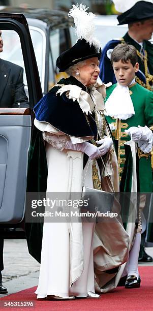 Queen Elizabeth II attends the Thistle Service at St Giles' Cathedral on July 7, 2016 in Edinburgh, Scotland. The Most Ancient and Most Noble Order...