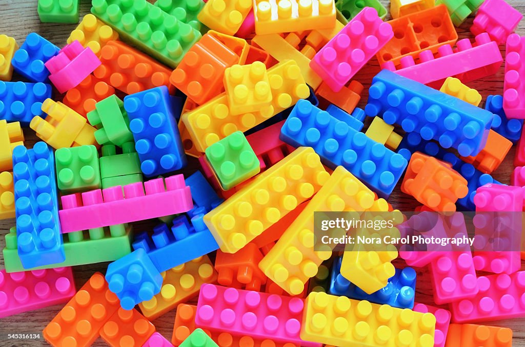 Fullframe image of colorful plastic toy block