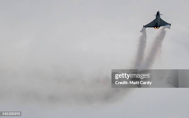 Eurofighter Typhoon comes into land at RAF Fairford on the press preview day ahead of the Royal International Air Tattoo which opens tomorrow on July...