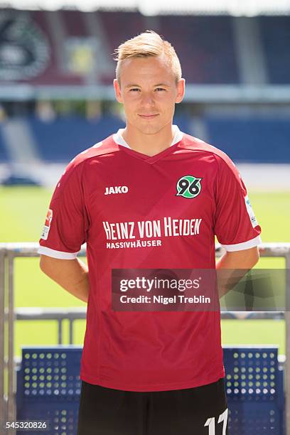 Uffe Bech poses during the team presentation of Hannover 96 on July 7, 2016 in Hanover, Germany.