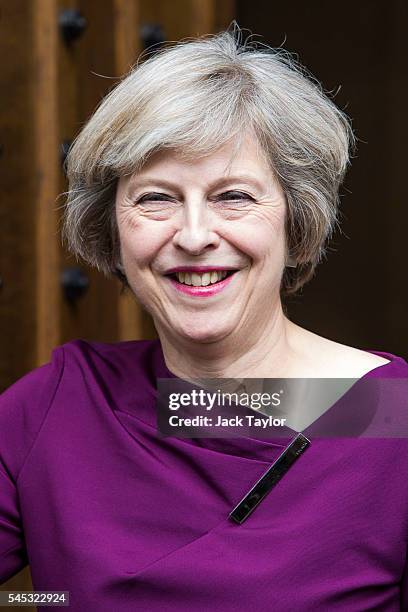 British Home Secretary and Conservative leadership contender Theresa May outside the Houses of Parliament on July 7, 2016 in London, England. Theresa...