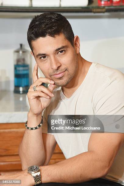 Actor Wilmer Valderrama teams up with Old Spice to right hair wrongs at Sharps Barber and Shop on July 7, 2016 in New York City.