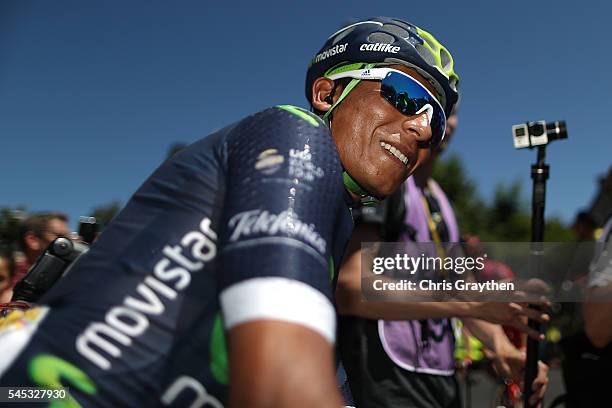 Nairo Alexander Quintana of Colombia riding for Movistar Team signs autographs prior to stage six of the 2016 Le Tour de France a 190.5km stage from...