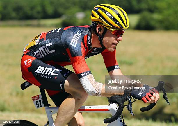 Brent Bookwalter of the USA and the BMC Racing Team rides in the peloton on stage six of the 2016 Tour de France, a 190km road stage from...