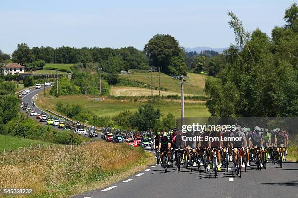 The peloton ride through the French countryside on stage six of the 2016 Tour de France, a 190km road stage from Arpajon-sur-cere to Montauban, on...