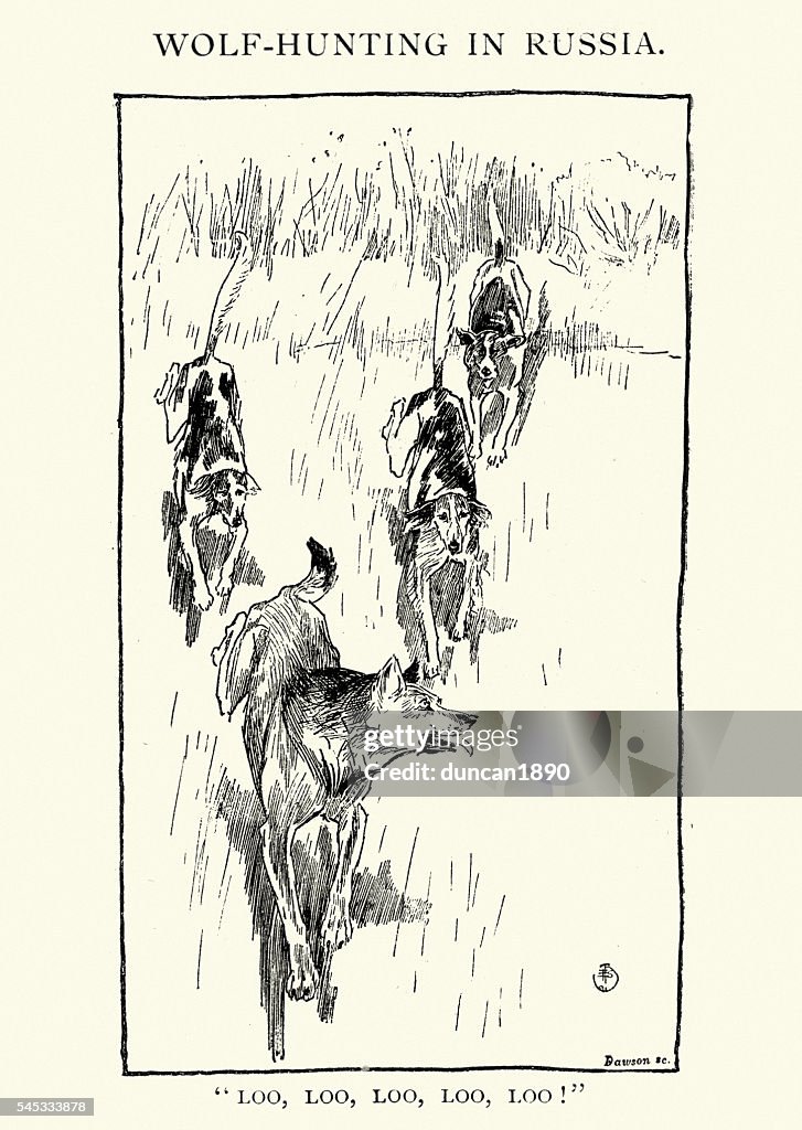 Wolf hunting in Russia, late 19th Century