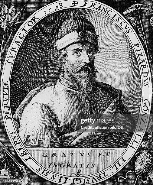 Francisco Pizarro*1476-26.06.1541+Spanish conquistador of PeruEngraving 1598