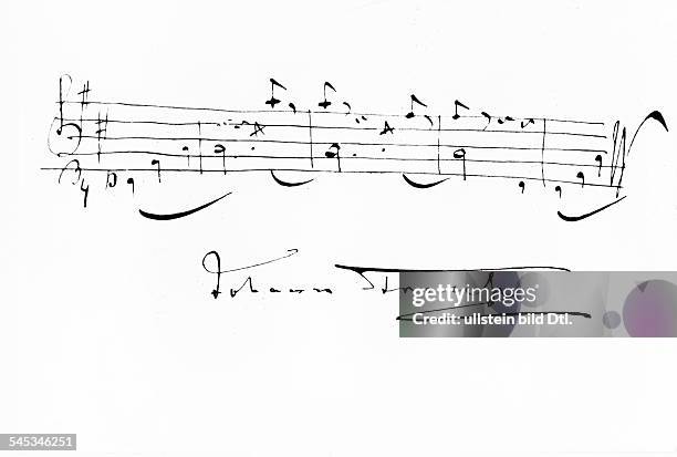 Musiker, Komponist, ÖsterreichDie erste Niederschrift der Anfangstakte des Walzers 'An der schönen blauen Donau', undatiert