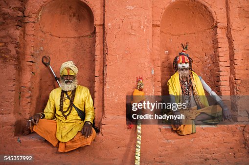 Sadhu - indian holymen sitting in the temple Sadhu - indian holymen sitting in the temple