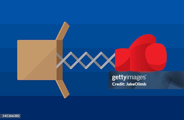 boxing glove in box - coiled spring stock illustrations
