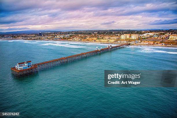 aerial view of the oceanside pier in northern san diego - oceanside pier stock pictures, royalty-free photos & images