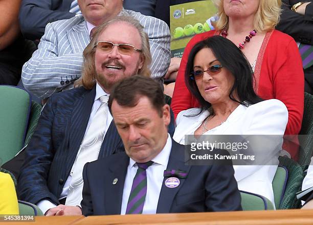 Barry Gibb and wife Linda attend day ten of the Wimbledon Tennis Championships at Wimbledon on July 07, 2016 in London, England.