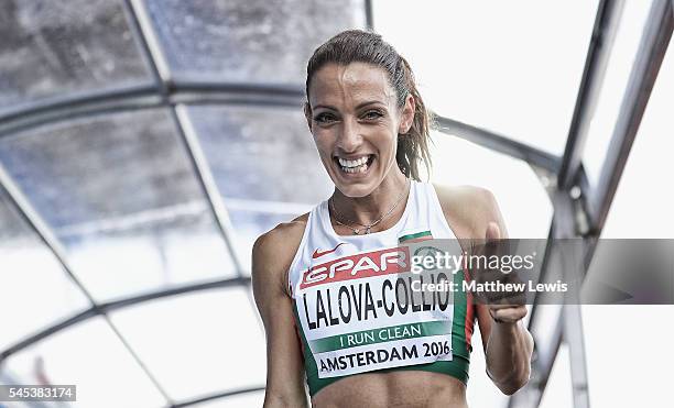 Ivet Lalova-Collio of Bulgaria looks on, after coming second inthe womens 200m Final during day two of the 23rd European Athletics Championships at...