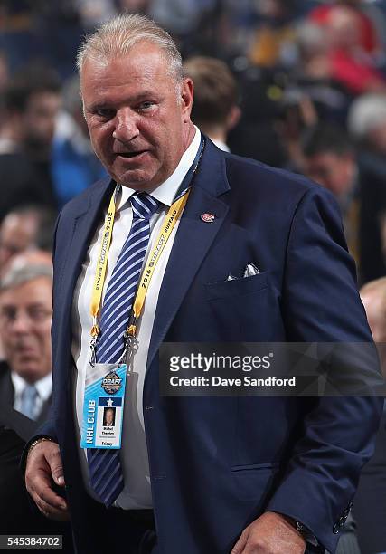 Head coach Michel Therrien of the Montreal Canadiens attends round one of the 2016 NHL Draft at First Niagara Center on June 24, 2016 in Buffalo, New...